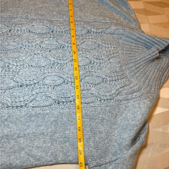 White House Black Market Light Blue Cable Knit Turtleneck Sweater - Picture 5 of 8